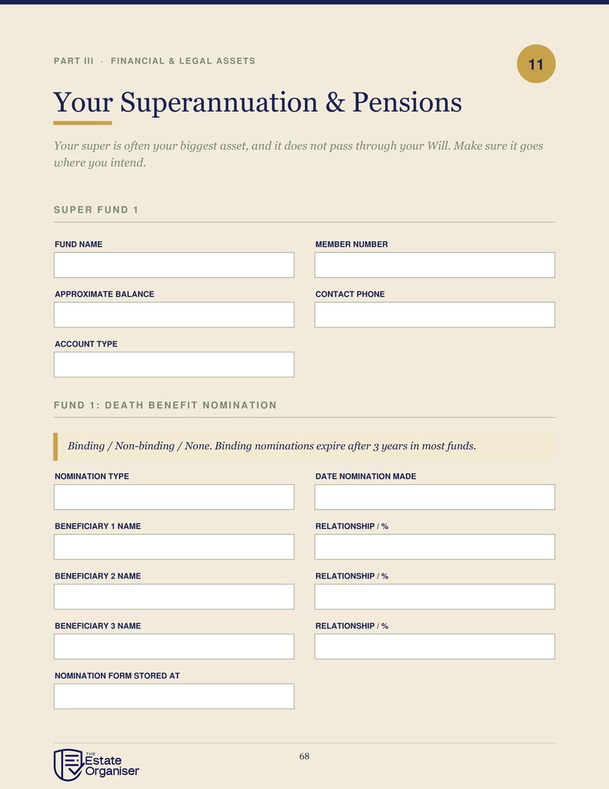 Superannuation and pensions page